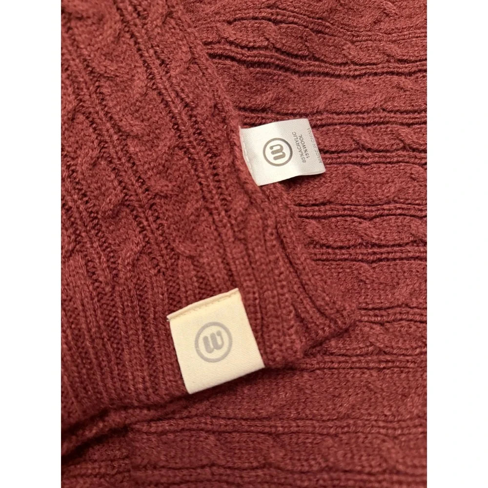 NWT Wantable Cable Knit Beanie and Scarf Set Burgundy Wine Wool Blend